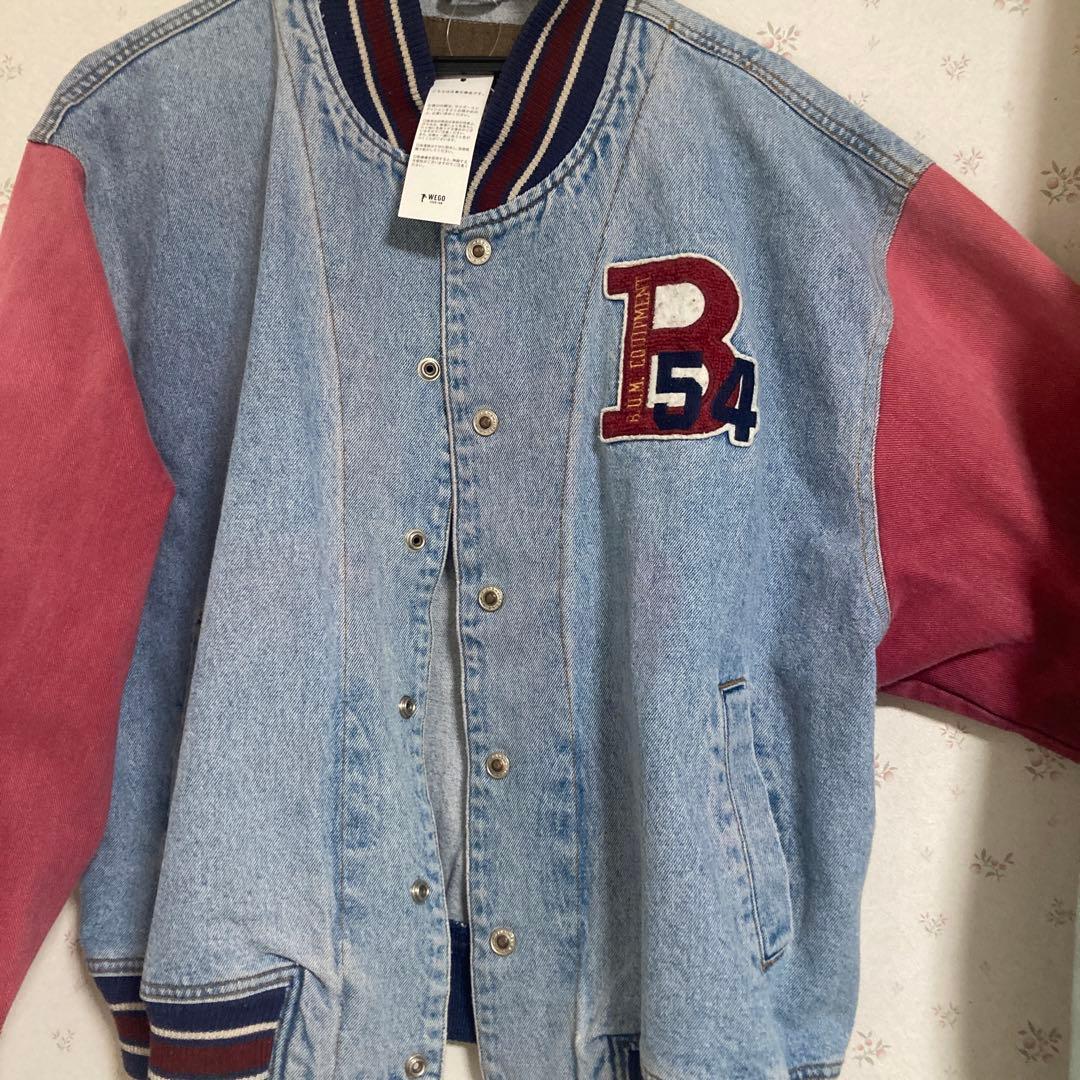 WEGO BUM Denim Stadium Jacket Red Blouson Men s