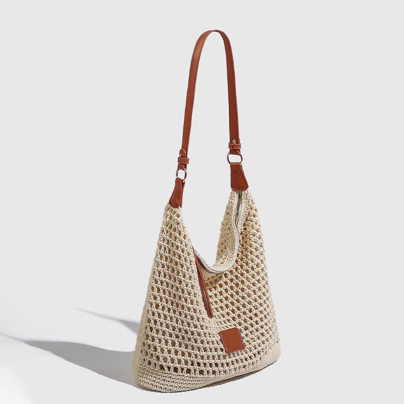 Tasche Luxus Nische High-End Gewebte Hohltasche für Damen Fauler Stil Häkeln Einzelne Schulter Pendlertasche Damen Strohtasche