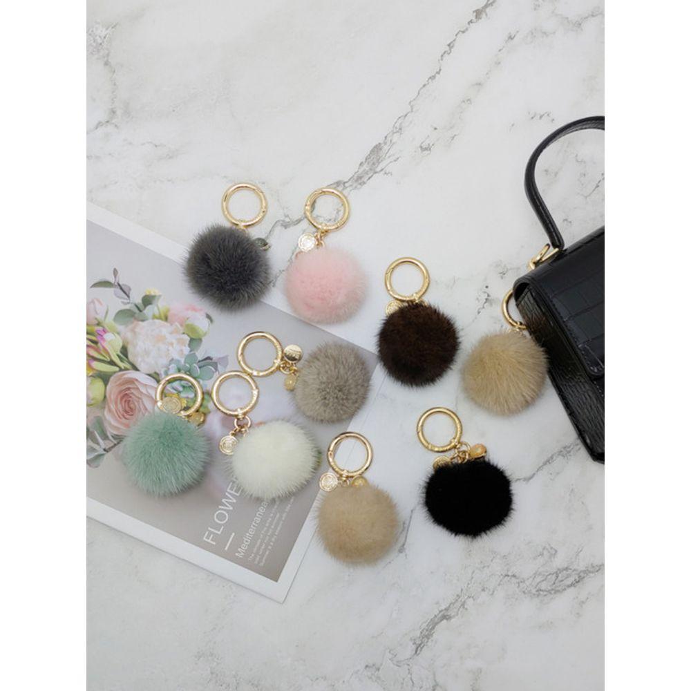 MAIA Mink Fur Keychain & Charm - D Pink