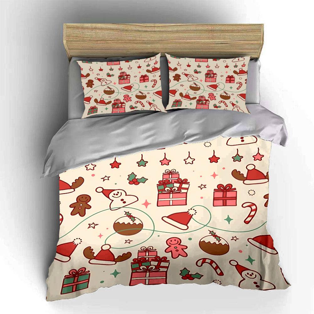 Christmas Gifts and Pattern Bedding Duvet Cover Set Duvet Cover Pillowcases  (1*Duvet Cover 2*Pillowcases, without duvet insert)