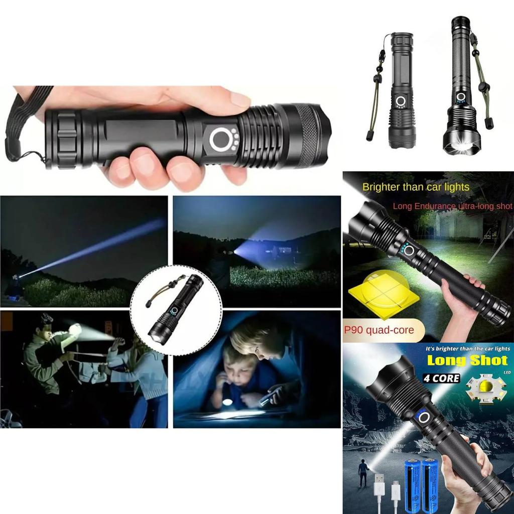 Rechargeable P50 Flashlight With 2000mah Battery Waterproof And Shockproof Aluminum Alloy Perfect For Emergency Use