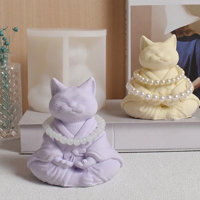 Animal Cats Statue Silicone Molds for Candle Soap Making 3D Animal Shape Silicone Candle Molds for Epoxy Resin