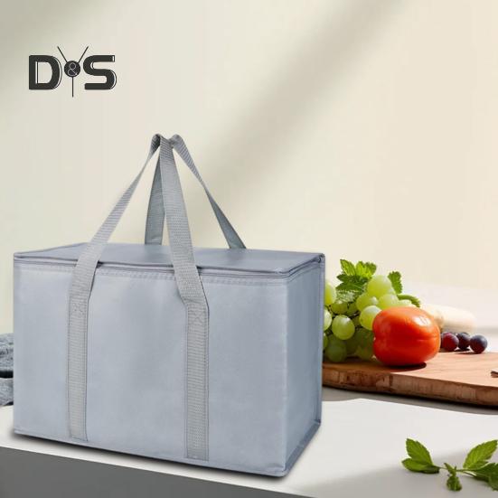 Große, isolierte Picknicktasche mit Reißverschluss, Lunch-Tragetasche, wiederverwendbare Lebensmittel-Tragetasche, Getränke-Kühltasche für Camping, Picknicks und Reisen