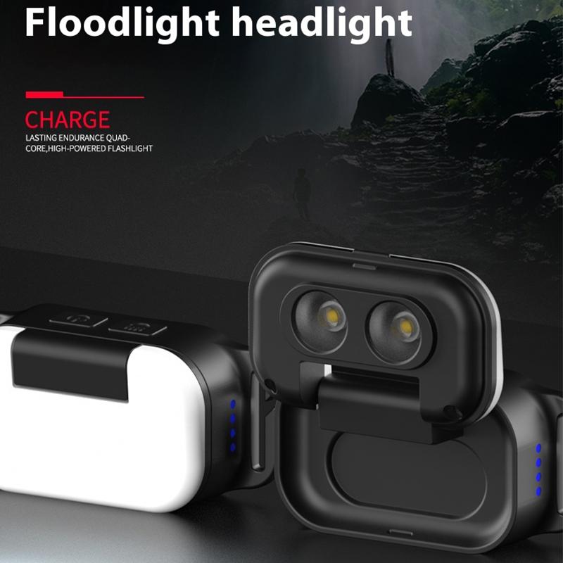 COB Mini Double Light Headlamp Super Bright Headlight Rechargeable Outdoor Camping Fishing Working Portable Head Lamp