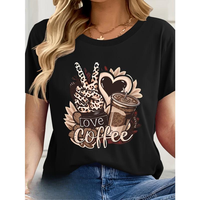 European Size  Casual Round Neck Short Sleeve T-shirt | Summer New Women'S Wear, Drawing Print, Machine Washable