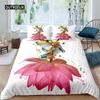 Cartoon Frog Duvet Cover Set Light Green Cartoon Frogs Cute Dragonfly Animal Bedding Set for Kid Twin Size Polyester Quilt Cover
