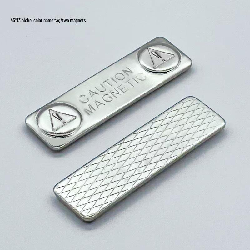 Magnetic Name Badge with Strong Double-Sided Adhesive Clasp, 45x13mm, 2-Piece Metal ID Holder