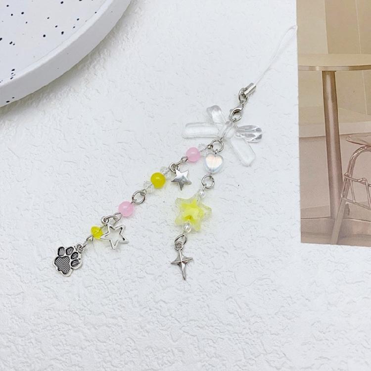 Elegant Phone Pendant Keychain Beaded Bowknot Keyring Decorative Straps Accessory for Wallet Bag Keychain Case