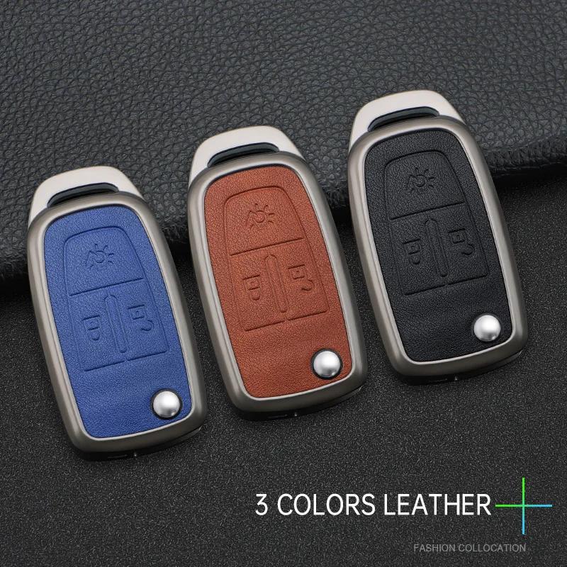 Lega di Zinco + Pelle Custodia Copri Guscio Protettivo per Chiave Auto con Telecomando Flip per Camion Daf 106 Cf Euro 6 Xg Xf