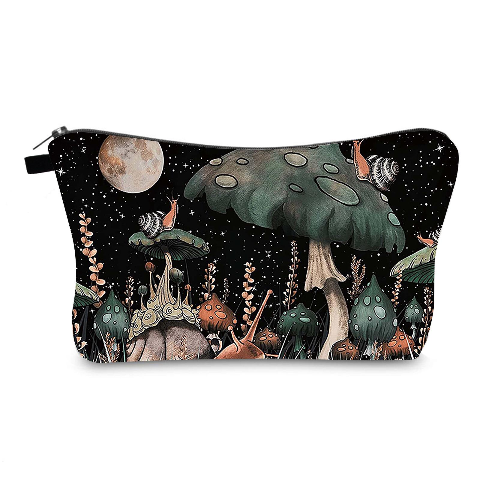 

Стильный набор женских косметичек с принтом грибов, косметички с застежкой-молнией, идеально подходят для путешествий и повседневного использования 2