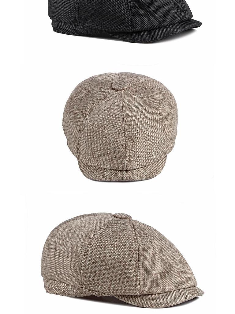 Men's Octagonal Beret: Spring/Summer Linen-Like Duckbill Cap, Retro Casual Unisex Hat