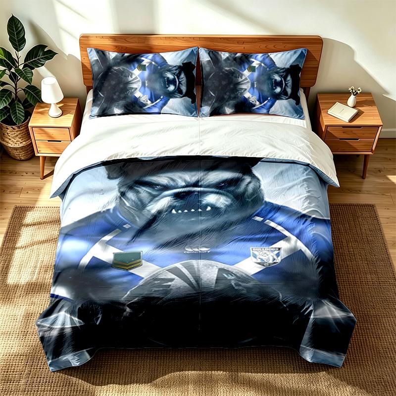 Canterbury Bankstown Bulldogs (19) 3pc Set Suitable for Master Bedrooms Soft and Comfortable an Ideal Gift for Family and Friends Includes One Duvet C