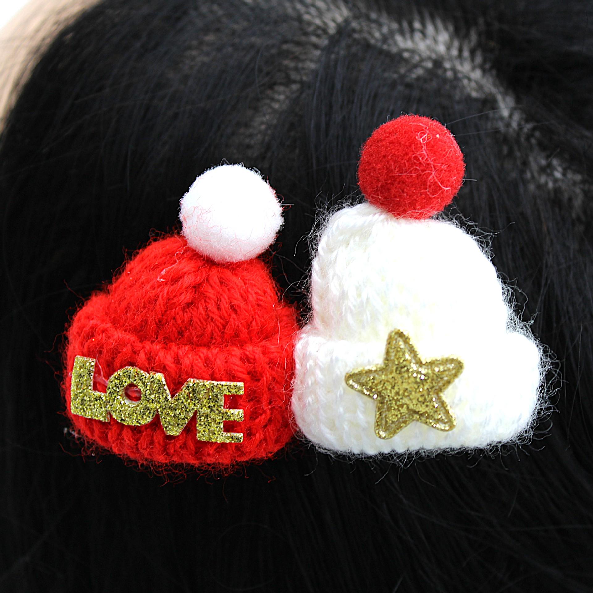 

Children s Cute Mini Knitted Christmas Hat Hair Clip - Holiday Gift