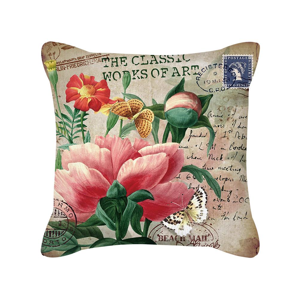 New Nordic Home Furnishings Flower Blooming Rich Pillow Cover Retro Style Car Sofa Cushion Waist Pillow Cover
