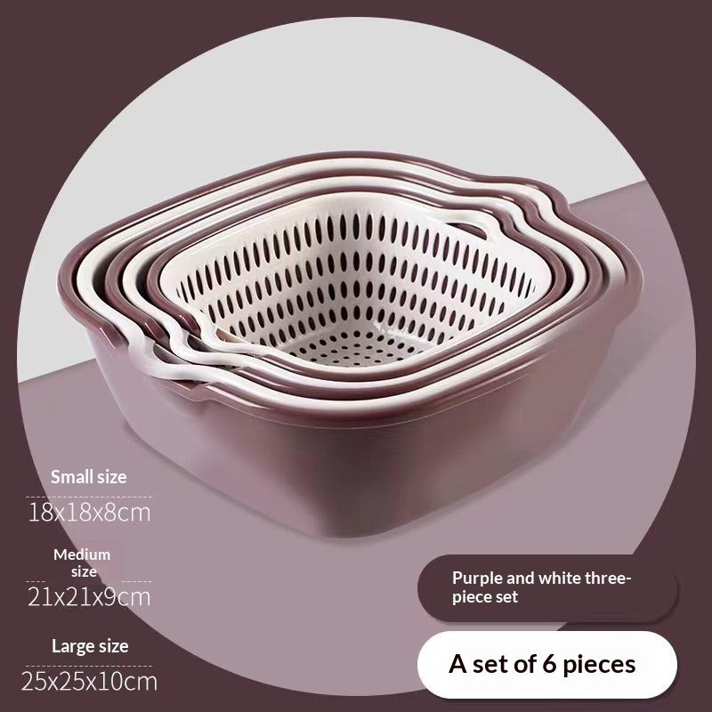 2/6/8Pcs Kitchen Sink Vegetable Drainer Fruit Basket For Fruit Washing Plastic Basin Vegetable Washing Basin Drain Basket Basin