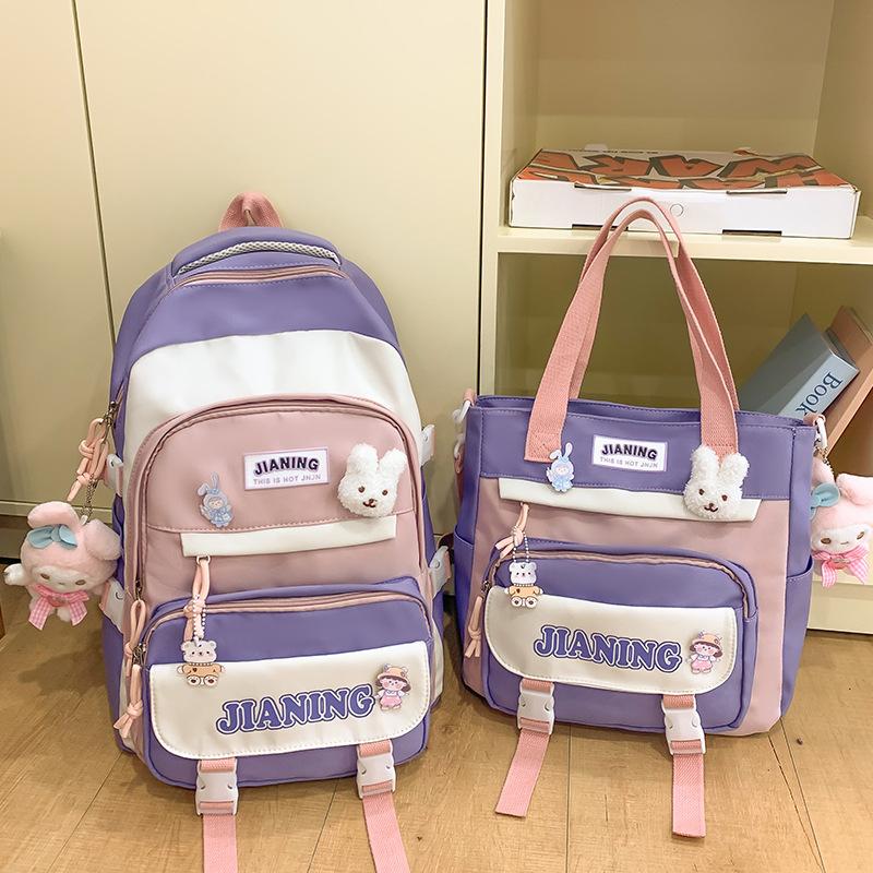 Schoolbag Children's Primary School Students High Pretty Ins Junior High School Students Two Piece Backpack