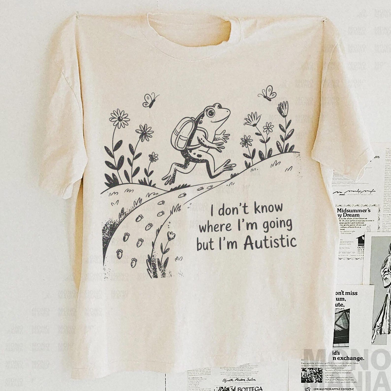 I don t know where I m going but I m Autistic, Rizz Em With The Tism Frog T-Shirt, Funny Autism Tee, Retro Y2K Frog Shirt, Silly Toad Shirt M