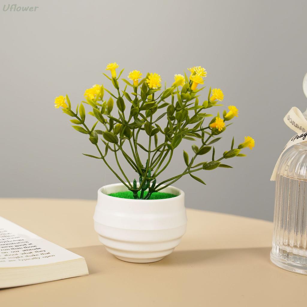 Mini Artificial Bonsai Plants Small Simulated Tree Pot Grass Fake Flowers Home Garden Office Table Room Decorative Ornaments