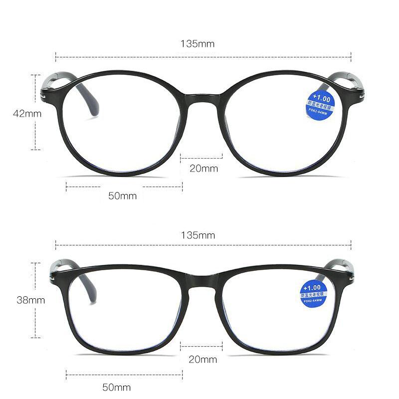 Square Round Frame Reading Glasses Women Men Ultralight Anti-blue Light Glasses Far Sight Eyeglasses Diopters +0.5 +1.0 To +4.0
