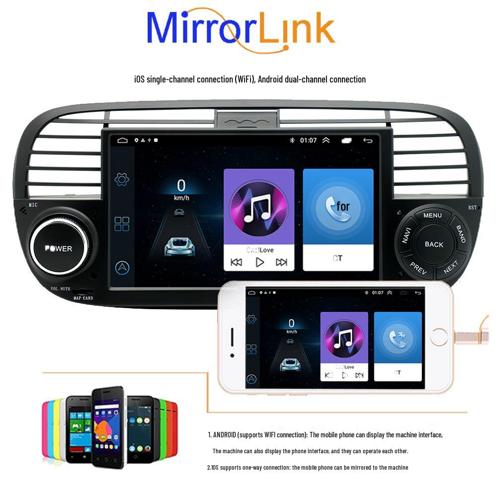 7-inch MP5 Player for Fiat 500 with 1+32G Storage, Built-in CarPlay, and Mobile Phone Interconnection 12V