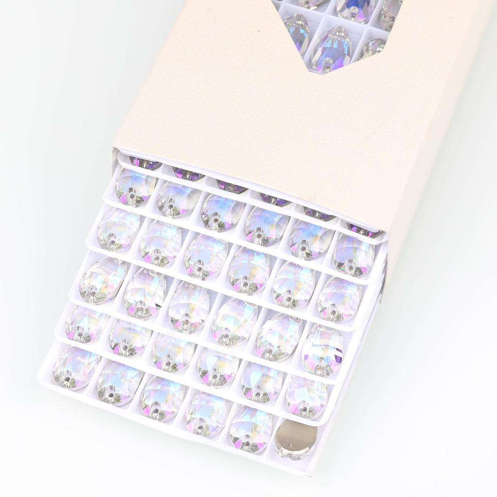 K9 Měkké Sklo Slza Dvouotvorové Drahokamy Vrtané pro DIY - Nepravidelné Barevné AB Diamanty