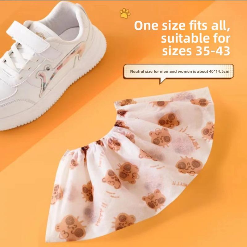 Bear Shoe Covers, Disposable Printed Cartoon Shoe Covers, Thickened Non-woven Fabric Anti-slip Household Indoor Foot Covers