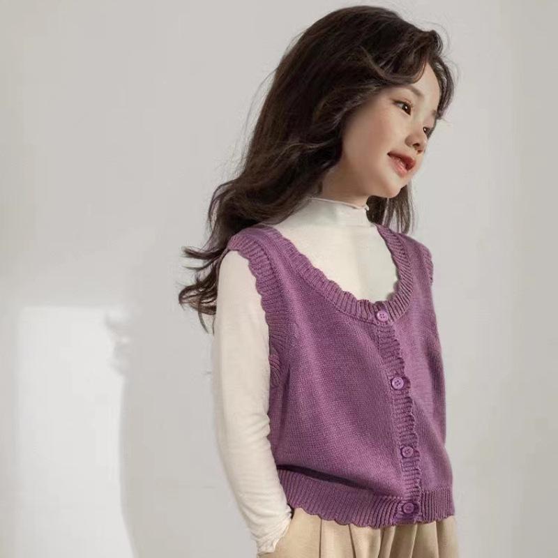 Korean Style Chic Cardigan: Casual Round Neck Vest for Girls & Parent-Child Wear