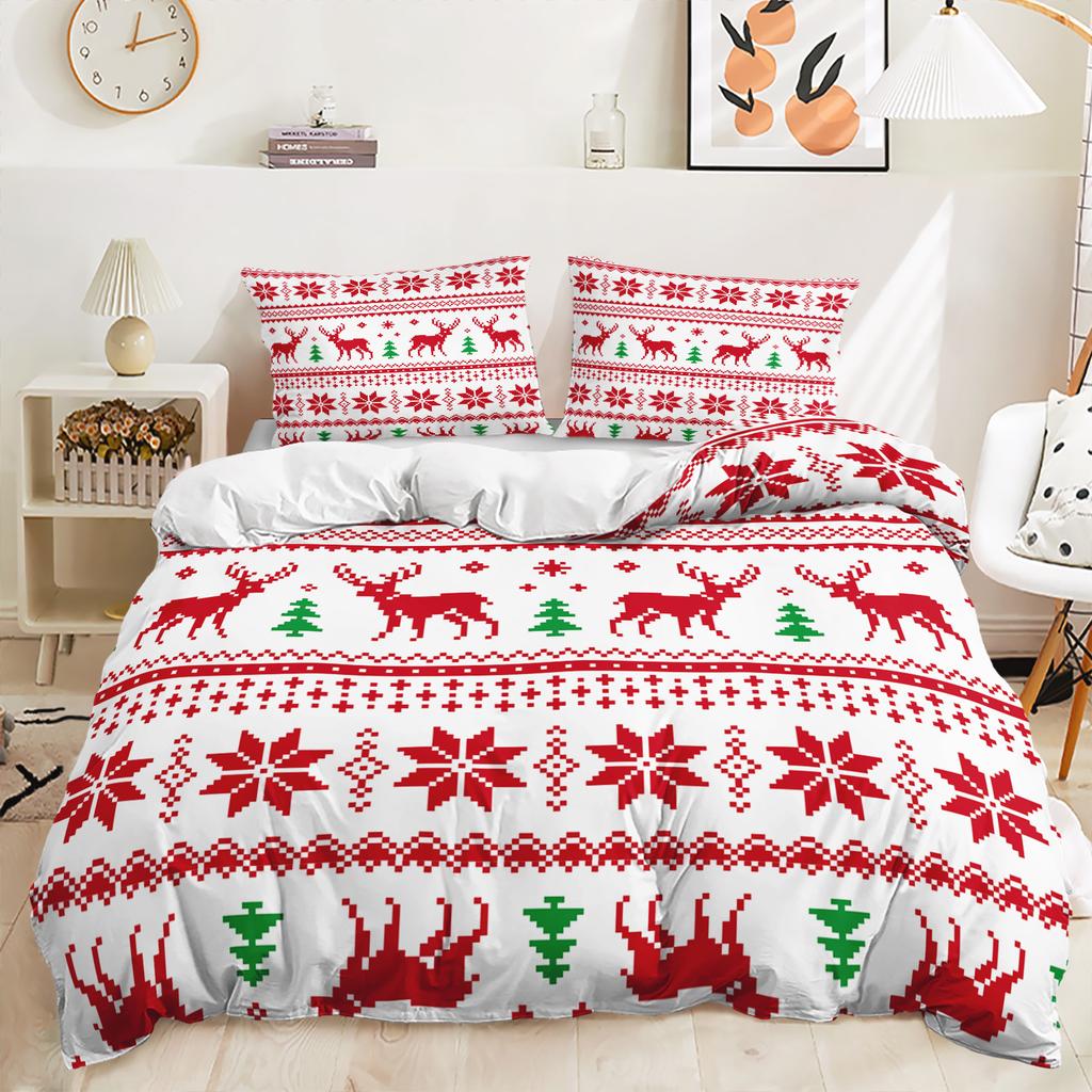Bed Three-Piece Christmas Quilt Cover 3D Digital Printing Kit Pillowcase