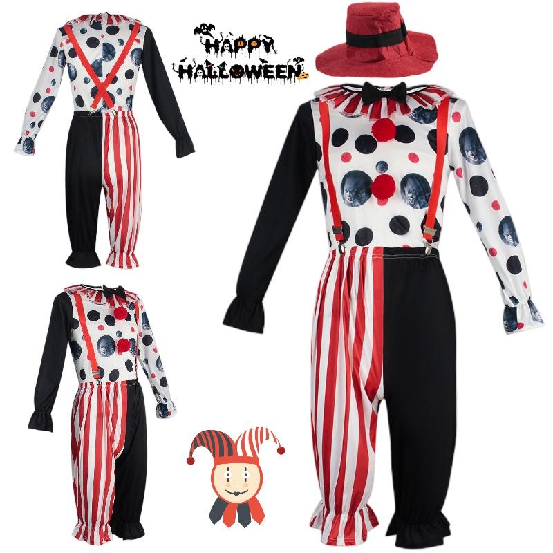 Circus Clown Cosplay Costume Halloween Party Props Funny Stage Performance Suit