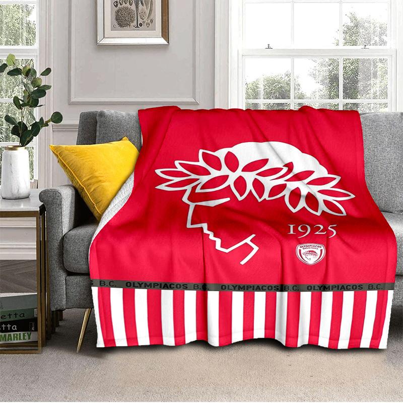 Olympiacos Fc: Coperta Orgoglio Rosso e Nero Adatta per Divani, Letti, Uffici e Campeggio - Regalo Perfetto per Halloween Natale