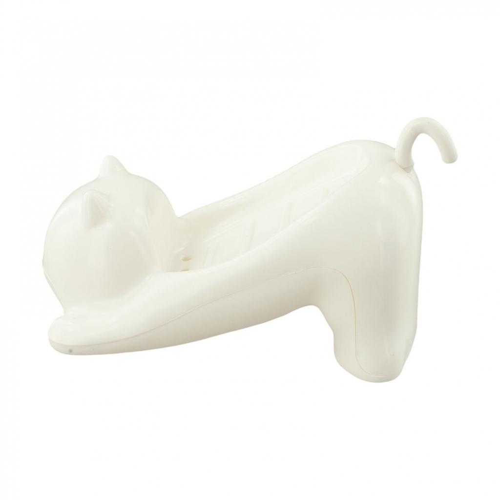 ABS Material Cat Soap Dish Self-Draining Soap Holder Built-in Drainage Hole