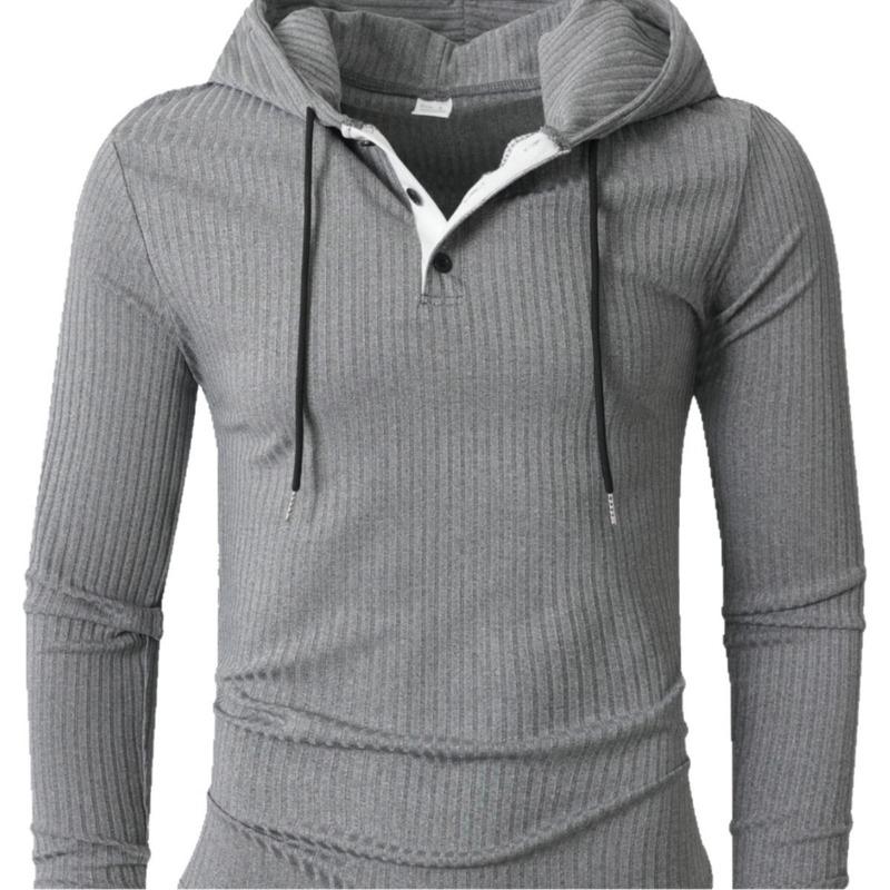Men Long Sleeve Hooded Pullover Casual Sweatshirt Top S серый