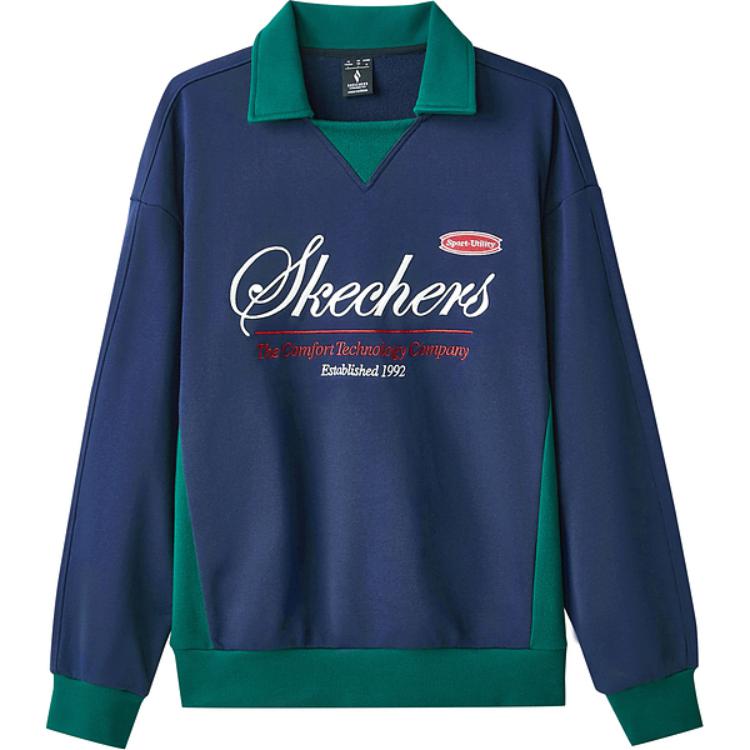 Skechers Comfortable Loose Pullover Long Sleeve Sweatshirt Unisex Sweatshirt Navy-Blue L424U006-002Z M