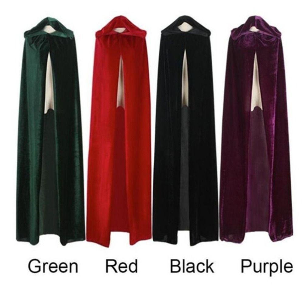 Reversible Design Velvet Cloak Solid Color Ponchos Cosplay Adult Kids Long Cape  Halloween Party