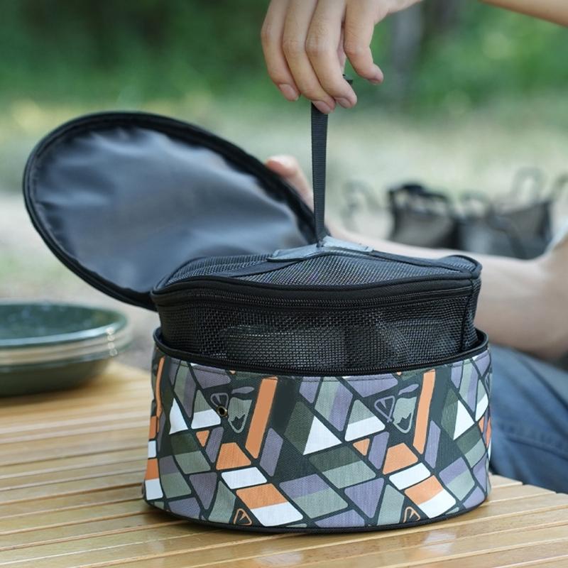 Outdoor Teller Geschirr Schüssel Aufbewahrungstasche Runde Tellerhalter Tasche für Picknicks Camping Teller Organizer Geschirrbehälter