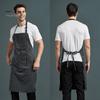 Oil-proof Chef Apron Waterproof Cleaning Bib Stripe Design Adjustable Polyester Cotten with Tool Pockets Wear-resistant for Men Women Oil Stain