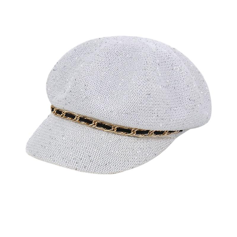 Hollow Breathable Leather Buckle Octagonal Hat Classic Woven Straw Hat Casual Versatile Literary Sunshade Painter Hat