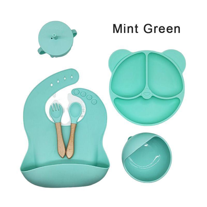6-Piece Silicone Plate Children's Baby Tableware Set Baby Supplementary Food Bowl Supplies Food Grade Children's Supplies