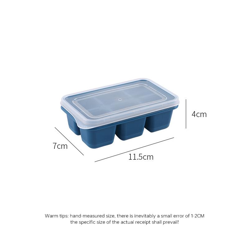Ice Cube Tray with Lid Refrigerator Soft base Silicone Ice Mold Reusable 6 Grids Cube DIY Maker Kitchen Bar Tool Accessories