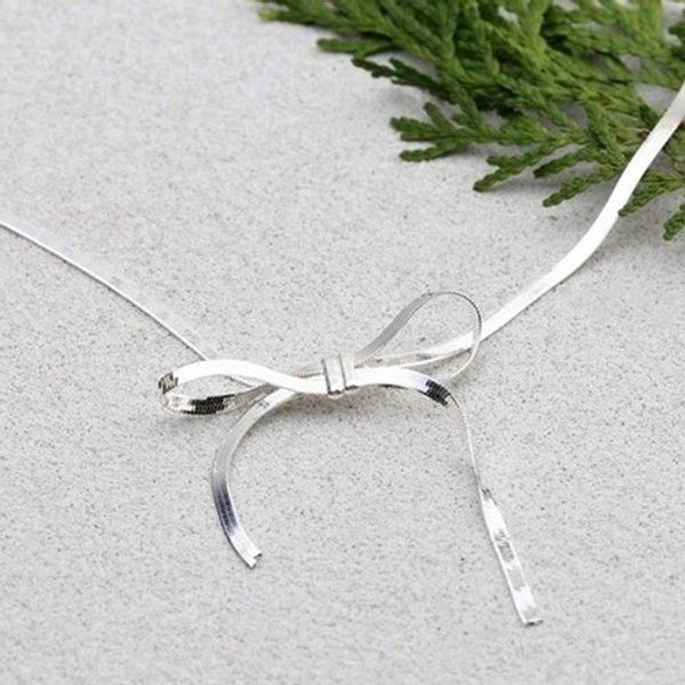 

[Aslit] Silver 925 Snake Chain Ribbon Layered Necklace