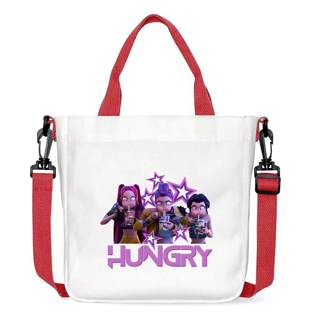 Kids Girls Kpop Hunters Derpy Rumi Zoey Mira Printed Student Lightweight Crossbody Bag Casual Canvas Shoulder Bags