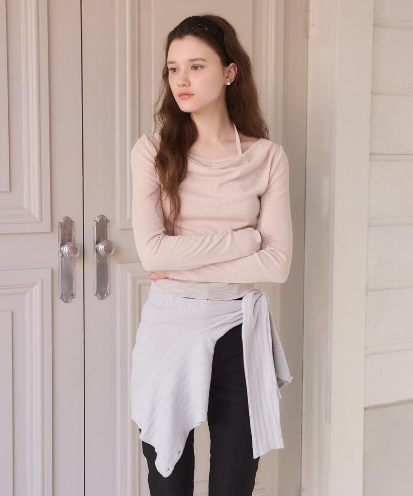 ADAUL Halter Neck Layered Drape T Shirts - 3Color
