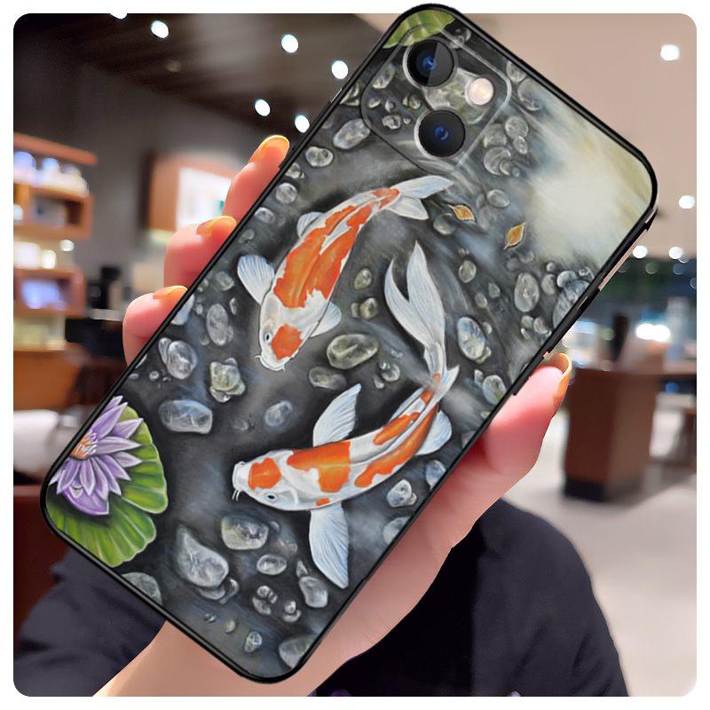 

Koi Fish Carp Case For iPhone 16 Pro Max 14 13 12 11 15 17 Pro Max mini 15 16 Plus 16e 17 Air Phone Cover iPhone 14Pro MAX