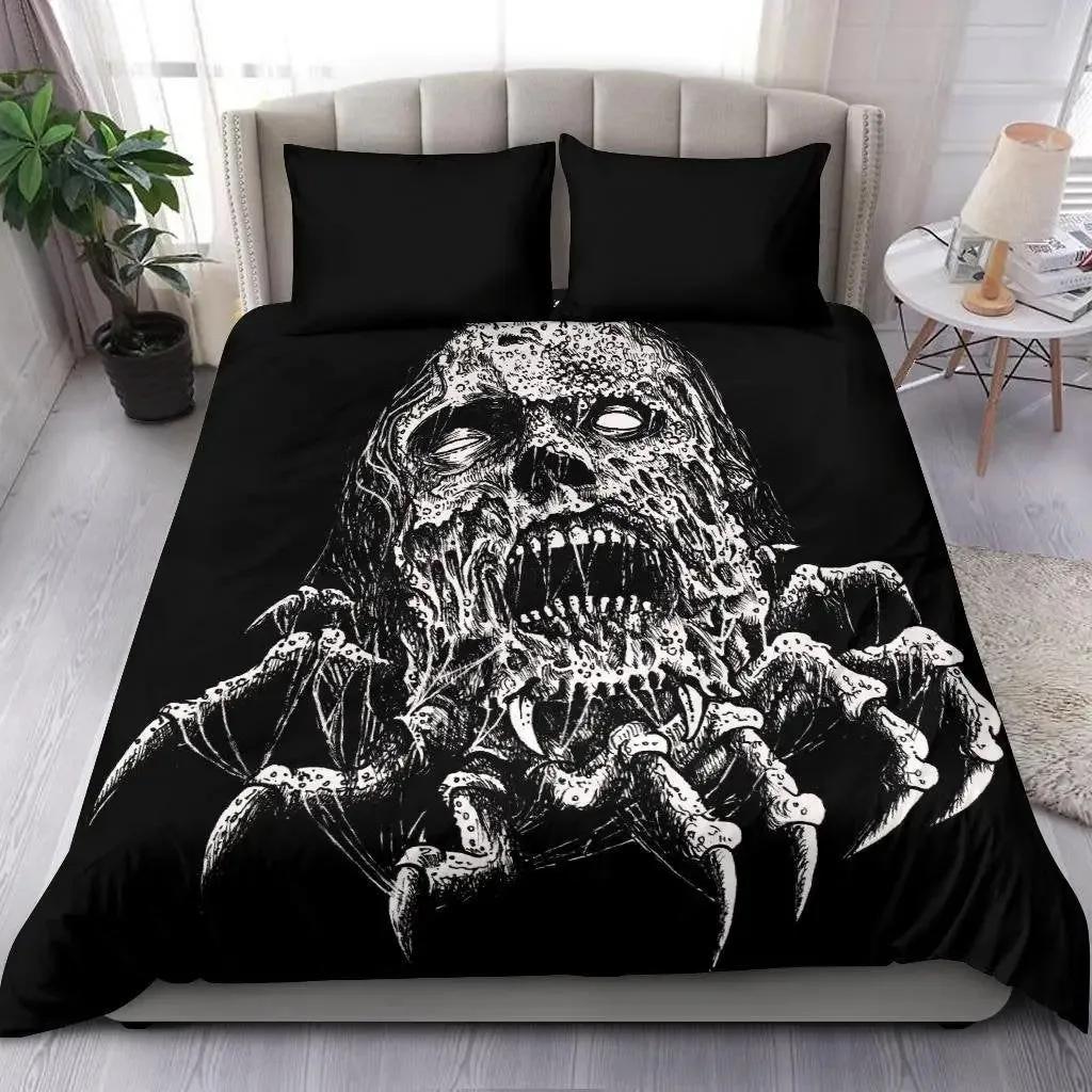 Skull Chevalier Duvet Cover Set King Size Horror Skeleton Bedding Set Day Of The Death Comforter Cover For Boys Men Gifts