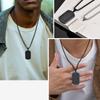 Vnox Stylish Grooved Dogtag Necklaces for Men, Stainless Steel Dog Tags Square Pendant with Single Zircon, Trendy Jewelry Gifts