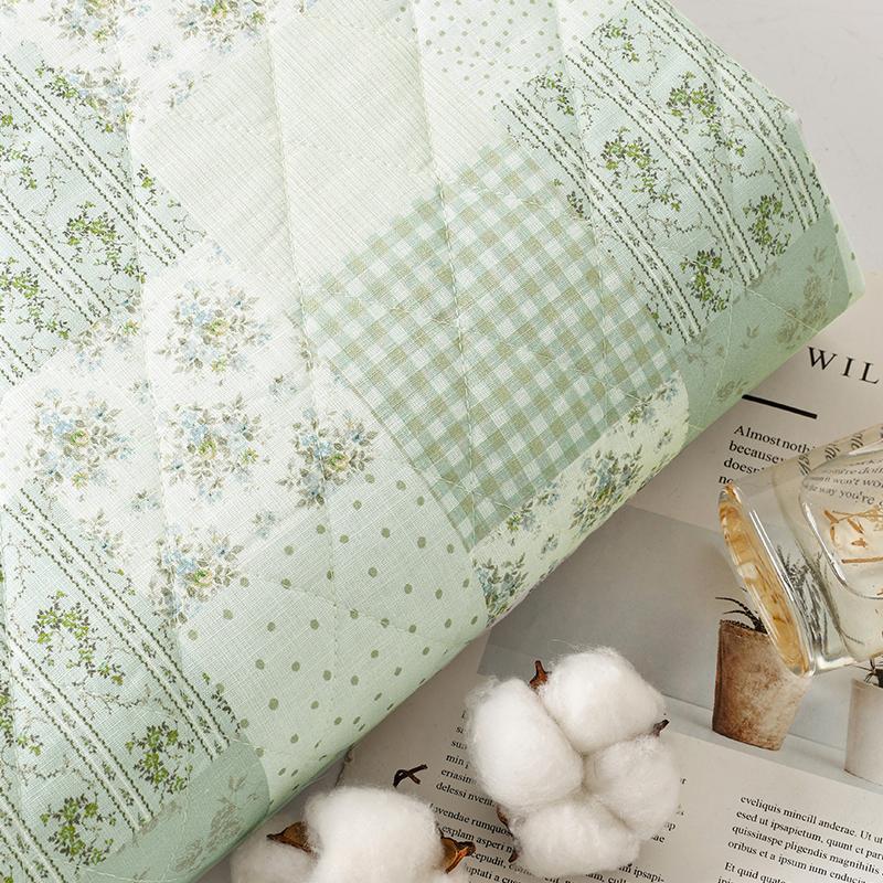 0.5m/1m/2m French Floral Quilted With Cotton Fabric for Winter Jackets, Quilts, Blanket Storage Bags Handmade DIY Sewing Fabrics