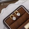 Light Luxury Sparkling Zircon Pendant Gold Color Geometric Earrings For Women's New Year Temperament Accessories Trendy Jewelry