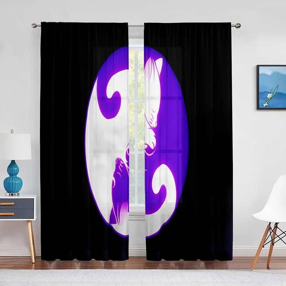 Yin Yang Trippy Psychedelic Art Tulle Voile Curtains for Bedroom Window Decor Living Room Sheer Curtains Blinds Chiffon Window Drapes