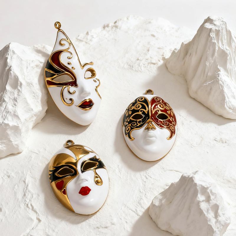 Mask Water Drop  Stainless Steel Charms Enamel Pendant Accessories Diy Women'S Jewelry Necklace Making Connectors