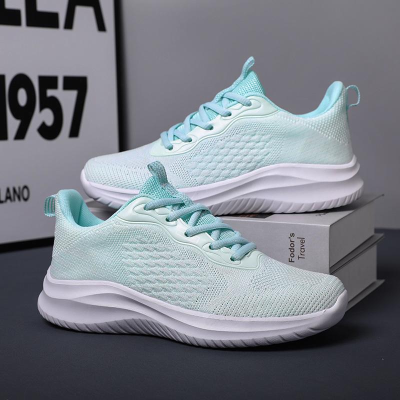 2025 Women's Sports Shoes Summer Knit Breathable Lightweight Sneakers For Women Casual Lace-up Women Running Shoes